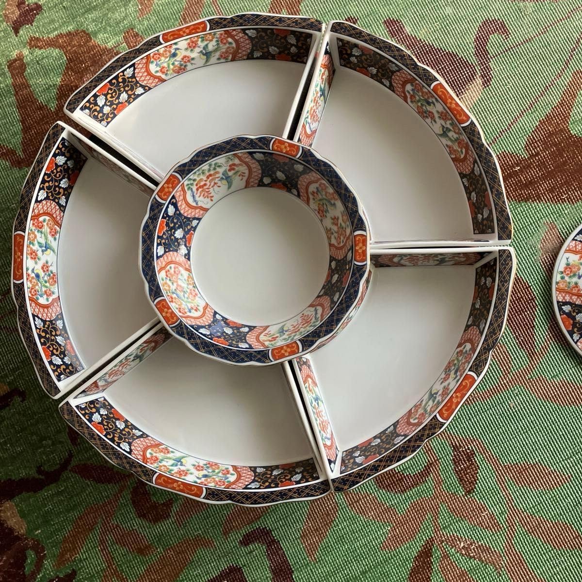 小皿 5枚 染付 希少柄 UFO 大珍品 江戸 明治 古伊万里 小皿 5枚 染付